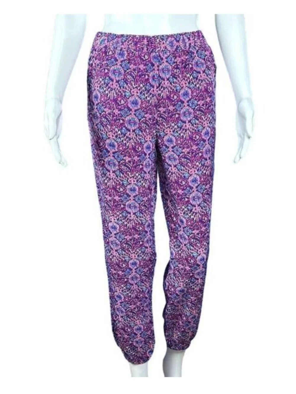 OshKosh Girls Jogger Pants Purple Multicolor Print Size 12 NWT Elastic Waist